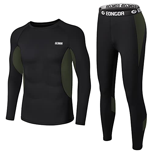 EONGOA Herren Thermounterwäsche Set,Funktionsunterwäsche Suit...