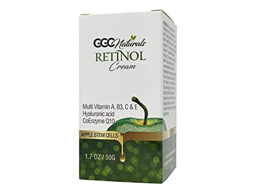 GGC Naturals Retinol Cream - Retinol Moisturizer for Face and Eye Area, Anti Aging Cream - With Vitamin C, Sodium Hyaluonate, Jojoba Oil, Vitamin E. Fights the Appearance of Wrinkles, Fine Lines. Best Day and Night Moisturizer Cream 1.7 fl oz