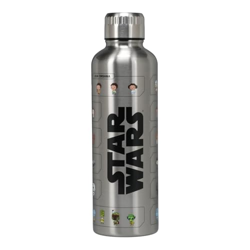 Paladone Star Wars Official Licensed Metal Water Bottle, Gamer and Comic Series Fan Decor and Gift, Disney Desk Accessory for All Ages, Collectors Drinkware with Movie Characters