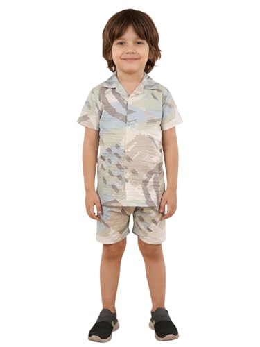 Image of POLKA TOTS 100% Cotton Co-Ord Set for Boys | Half Sleeve Shirt & Shorts Beach Outfit for Kids | Ultra-soft & Breathable Summer Clothes for Toddler & Baby Boy | Casual Dress & Printed Nightwear Set