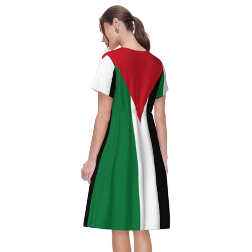 Robe Palestine à imprimé graphique rétro chic et manches courtes - 2