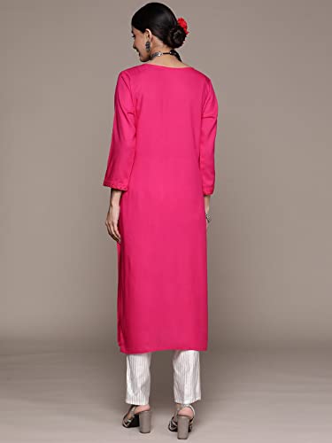 Image of ishin Women's Viscose Straight Embellished Straight Kurta