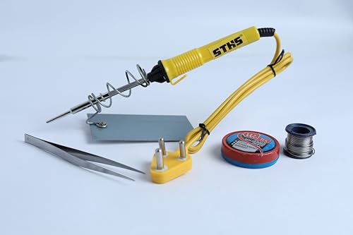 Image of 25W Soldering Iron Kit with Stand, Solder Wire, Welfix Paste & Tweezer - DIY Electronics Repair Tool for Soldering & De-soldering (Pack of 5)