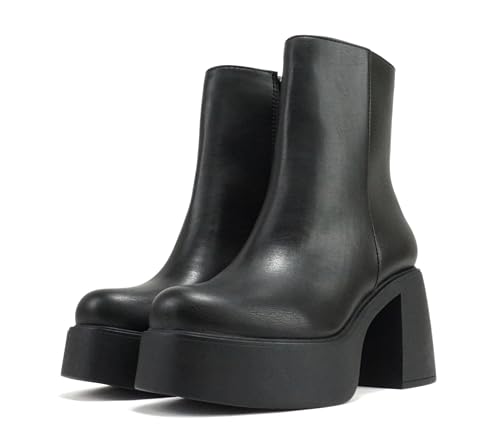 Soda “OARSMAN” ~ Women Square Toe Platform Medium Chunky Heel Ankle Boot with Side Zipper4
