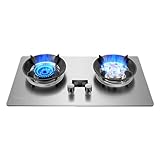 Propane Stove,2 Burners Portable Propane Stove,Stainless Steel Gas Cooktop,Maximum 17742.4BTU for Home Kitchens, Restaurants and Food Trucks (Color : NG, Size : Style 3)