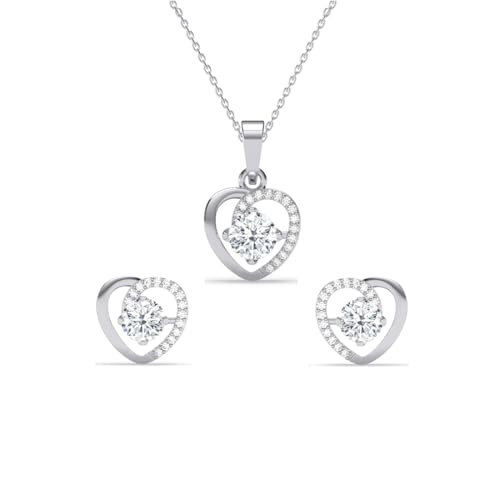 Clara 925 Sterling Silver Zola Heart Pendant Earrings Chain Necklace Jewellery Set | Platinum Plated, Swiss Zirconia |Gift for Women and Girls Clara 925 Sterling Silver Zola Heart Pendant Earrings Chain Necklace Jewellery Set | Platinum Plated, Swiss Zirconia |Gift for Women and Girls