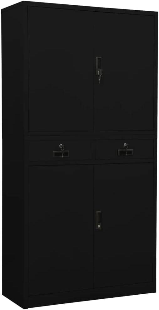 Office Cabinet Black 35.4"x15.7"x70.9" Steel,Office Cabinet, Storage Locker, Cabinet Storage for Organized and Stylish Home Storage