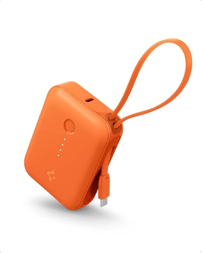 Image of Spigen ArcPack 10000mAh Power Bank with Built-in USB-C Cable,30.0W Fast Charging, 1 Type-C Cable, 1 Type-C Port, 1 USB-A Port - (ABS + PC | Spigen Orange)