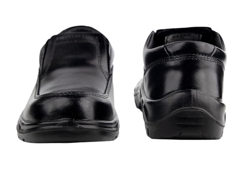 Image of Karam FS73 Slip-On Buff Grain Black Leather Safety Shoes| Single Density | Fiber Toe with Black PU Sole