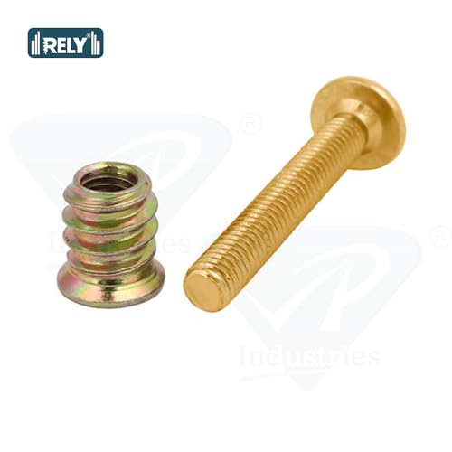 Image of Rely⇒VP INDUSTRIES (Combo Set -10 Pcs) M8x20 mm Allen JCB Screw with M8x15 mm Interface Thread Wood Insert D-Nut With Allen Key 1 Pc | Fastener for Joining Wood Boards,Cupboards, Chairs & Beds