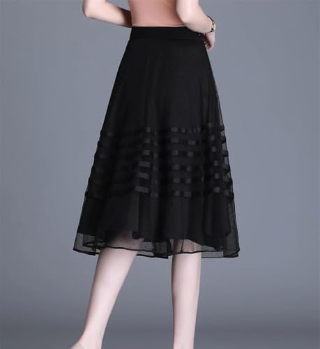 Women Elastic Waist Mesh Pleated Skirt High Waist Casual Korean Style Summer Casual Skirt3
