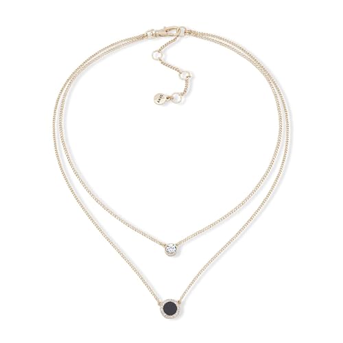 DKNY Gold-Tone Stone & Crystal Layered Pendant Necklace - Sparkling Gold Necklace - Beautiful Women's Jewelry - 16