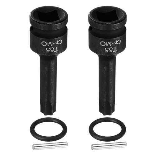 QUARKZMAN 2 Piezas Enchufe De Estrella Torx T55 De 6 Puntos Para Impacto Con Pasador Y Anillo Tórico De 1/2' De Acero CR-MO Para Taladros Talleres Adaptador