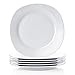Y YHY 10.5 Inches Porcelain Dinner Plates, Square Round Serving Plate Set, Set of 6, White