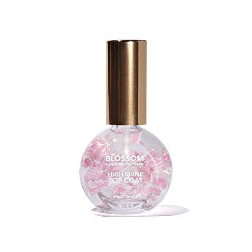 Blossom High-Shine Top Coat Laminate, Infused with Real Flowers, Made in USA, 0.5 fl. oz./15 ml, Pink