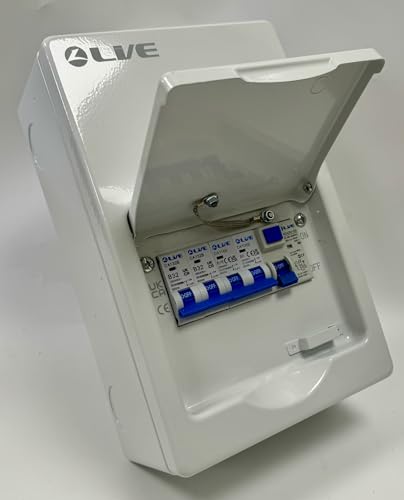 LIVE 4 Way Metal Consumer Unit, 6 Module, 63A 30mA RCD, 1x6A, 1x16A, 2x32A MCBs