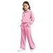 Half Zip-Up Sweatsuits 2 Piece for Girls Pullover Lapel Neck Thumb Hole Tops and Dance Jogger Pants with Pockets Back to School Clothes for Teen Girls Fashion Solid Color Sports Sets 5-16Y