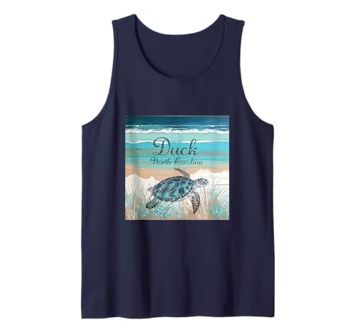Duck North Carolina Outer Banks Sea Turtle Beach Decoración azul Camiseta sin Mangas