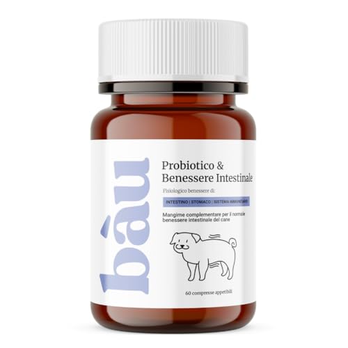 Bau Probiotici per Cani, Fermenti Lattici Cane, Supporto Gastrointestinale Cane, Probiotico Digestivo per Cani Prurito, Integratore Diarrea Cane con Ingredienti Naturali, Probiotico Cane