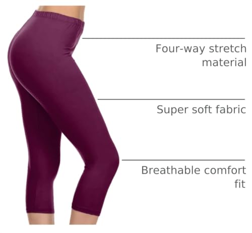 Image of Leggings Depot Women's High Waist Leggings Soft 1 inch Waistband Solid Pants - Regular, Plus, 1X3X, 3X5X