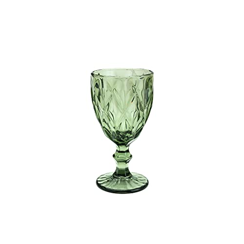 Lyor Diamond Conjunto 6 Taças para Água de Vidro, Verde, 325 ml