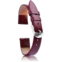 Leather Watch Strap, Watch Band Silver Buckle Elegant Leather Watch Strap for Men and Women