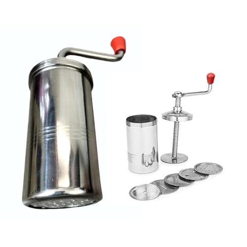 Image of Stainless Steel Sev Sancha Machine | Murukku Chakli Maker with 6 Jali Discs | Namkeen & Snacks Press Machine | Kitchen Tools for Sev, Gathiya, Sevaiya, and Chakli Making