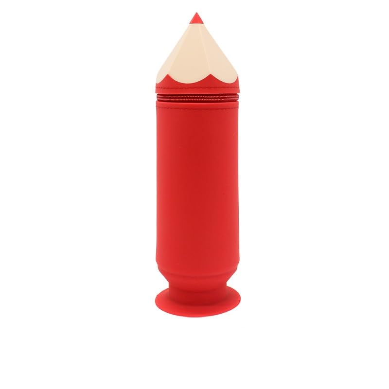 Image of Silicone lightweight waterproof zipper pencil case pencil bag /pouch, cute colourful pencil shape, safe and quality (Red), QS-2010