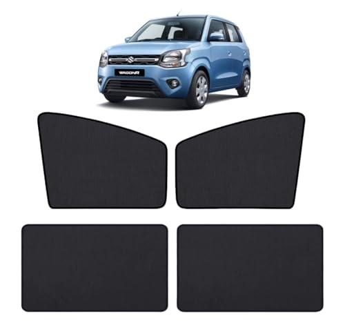 Image of Auto Hub Nylon Car Window Sunshade /Curtains Compatible with Maruti Wagonr (Model : 2019-Till Date) - Pack of 4, Wagonr Sun Shade, Multicolour