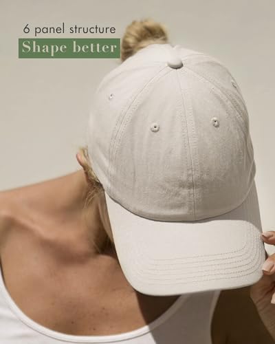 Furtalk Unisex Vintage Washed Unstructured Baseball Cap 100% Washed Cotton Soft Cap Adjustable Unisex Baseball Hat Dad Hat Beige thumb #4