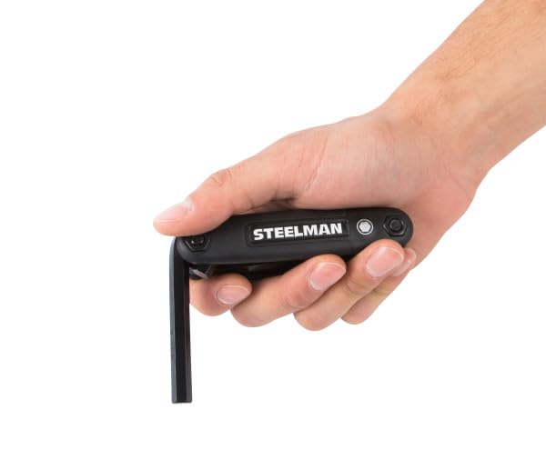 Image of Steelman Portable Folding Hex Key Wrench Metric Multi-Tool, Set Includes 1.5, 2, 2.5, 3, 4, 5, 6, and 8mm Sizes, Chamfered Ends, Steel, Corrosion-Resistant Black Oxide Coating (Case of 6)