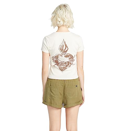 Image of Volcom Women's Have a Clue Short Sleeve Tee - Fitted T-Shirt with Striped Neck Taping