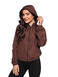 Jaqueta Corta Vento Feminina Capuz Cortar Catavento Secagem Rapida Blusa de Frio Agasalho Ziper (BR, Alfa, M, Regular, Regular, Café)