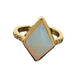 Crystal stone diamond cut adjustable ring opal green aventurine personality creative yellow hand jewelry unisex all-match summer ring - 1 piece Opal One Size