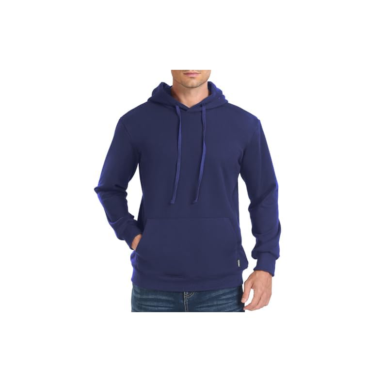 Mens Hoodies Long Sleeve Shirts Athletic Workout Fit Plain Pullover Blank Casual Hooded Sweatshirt with Pocket