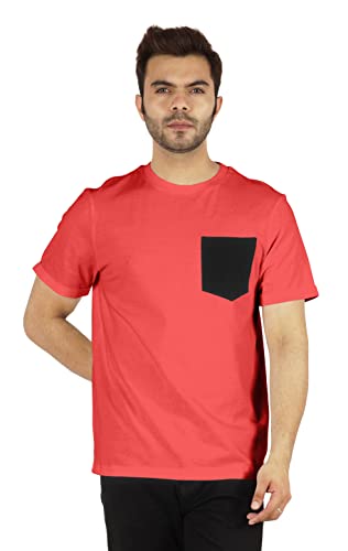 Inkmeso Solid Comfortable Cotton T-Shirt for Mens Classic-Fit Short Sleeve Lightweight Shirt W/Patch Pocket