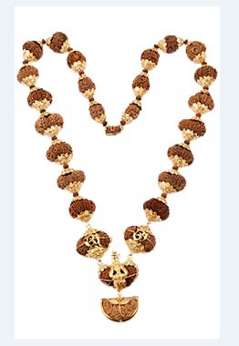 Blustone ? ?? ?? ?? 1. 21 ?? ?? ? Nepal Beads Indrani Mala 1 to 21 Mukhi Rudraksha with Gauri Shankar & Ganesh for Men & Women Lab Certified
