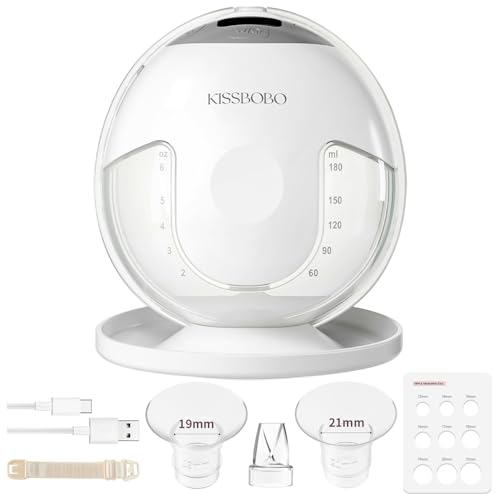 KISSBOBO K5 Sacaleches electricos,19 niveles 4 modos, 280mmHg fuerte potencia de succión sacaleches manos libres, indoloro saca leche materna electrico(Blanco 1 Pieza)