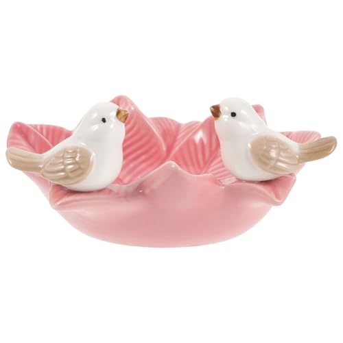 MALUGOGO Plato creativo de cerámica rosa para exhibición de joyas y bandeja de almacenamiento de baratijas para baño o tienda, decoración elegante y práctico organizador de joyas, regalo para
