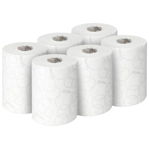 Foto von Kleenex Ultra Slimroll Rollenpapiertücher 6781, 2-lagige Rollenhandtücher, EU-Ecolabel zertifiziert, weiße Rollenpapiertücher mit Airflex Technologie für ein effektives Händetrocknen, 6 x 100 m