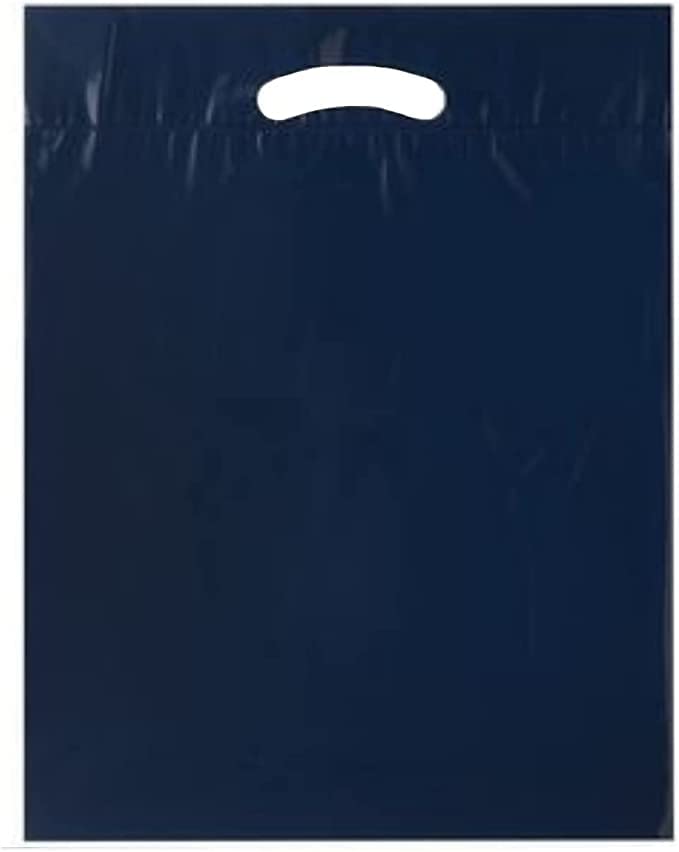 Navy Blue Plastic Bags/Gift Shop Carrier Bag/Boutique Retail - Small & Large (200, Large 15x18+3 Inches)