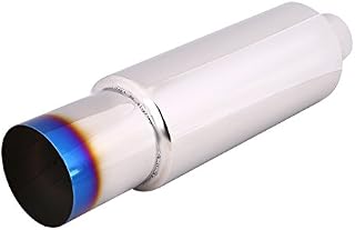 Qiilu 2.5inch Inlet Muffler, 2.5inch Inlet 4inch Burn Tip N1 Style Stainless Steel Muffler Car Rear Exhaust Pipe