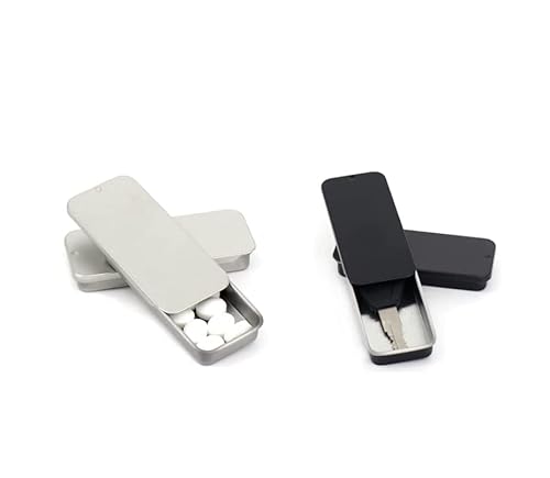 Duehut GJ192 Hllmx3 Pcs Mini Metal Tin Box Containers Metal Slide Top Tin Containers Rectangular Empty Hinged Tins Box Containers 3.15 thumb #2