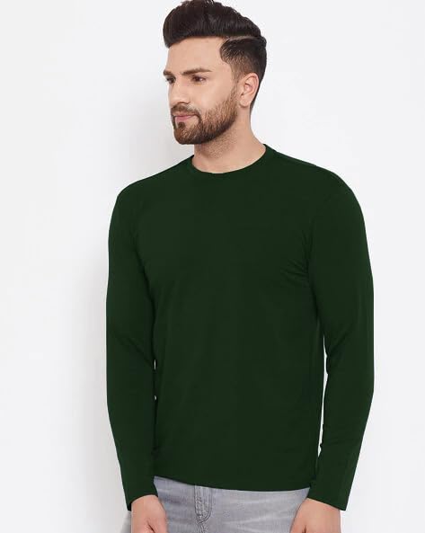 Image of LAZYCHUNKS Men's Cotton Full Sleeve T-Shirt | Round Neck Men's Tshirt