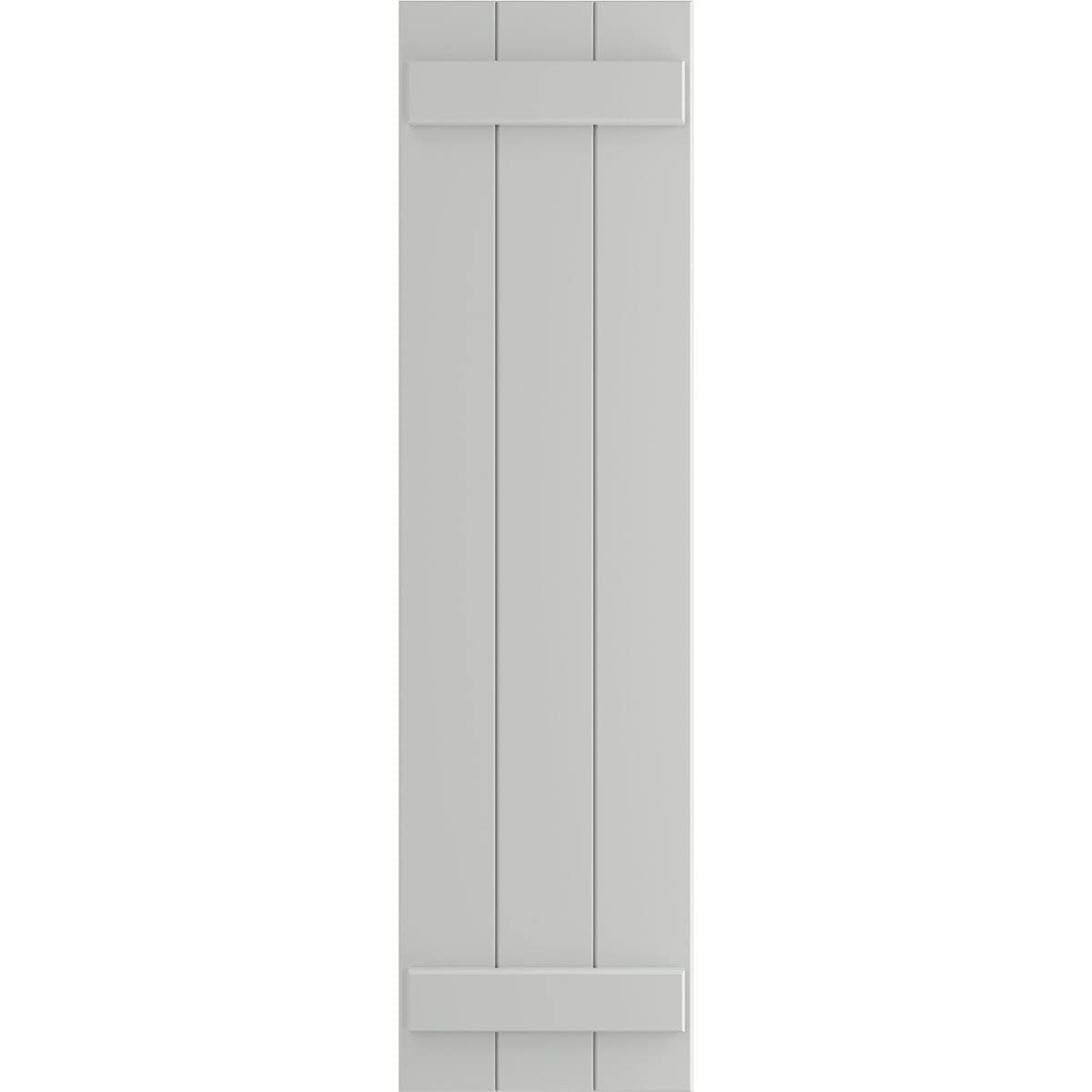 Ekena Millwork 41,7 cm de large x 81,3 cm de haut - En PVC - Trois panneaux - Volets battants - Gris hailstorm (par paire - Matériel non inclus)