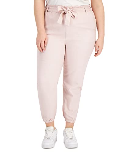 Tinseltown Trendy Plus Size Tie Waist Jogger Pants Ash Rose 18W