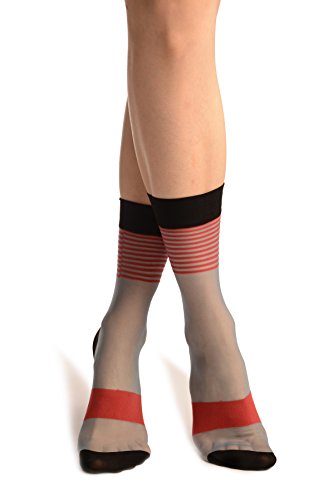 LissKiss Blue With Red Stripes Ankle High Socks - Socks2
