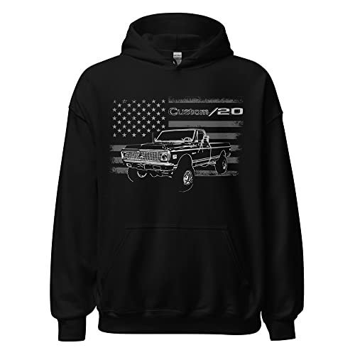 1971 Chevy K20 Custom 20 C10 K10 C30 1500 Pickup Truck Owner Hoodie Black