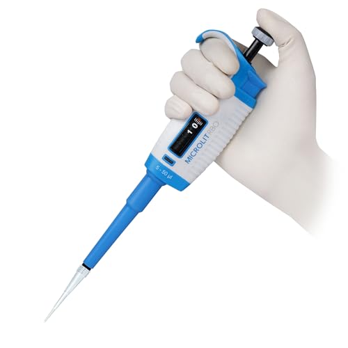 Microlit Micropipette Single Channel Pipette Ergonomic Design Calibrated Compatible with Microlit Pipette Tips, Adjustable Volume Lab Pipette, Calibrated Pipette (5-50ul)