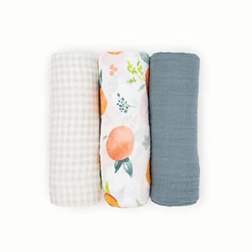 Image of Little Unicorn Muslin Swaddle Blanket for Newborns & Infants | Soft & Breathable Fabric | Set of 3 Baby Blankets for Swaddling, Nursing, Shower Gifts (Georgia Peach)